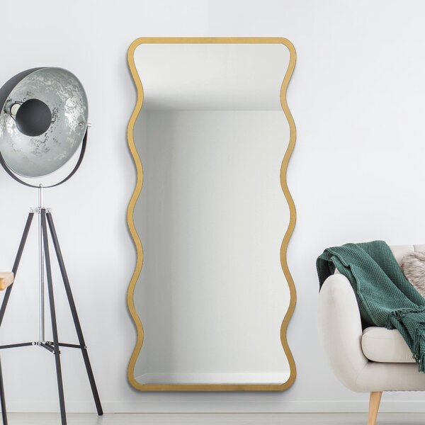 Pluctus Rectangle Wavy Full Length Wall Mirror Gold