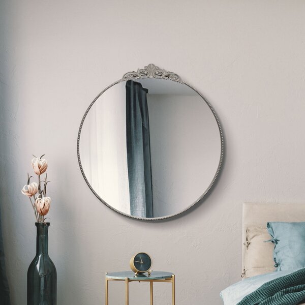 Crown Round Wall Mirror Silver