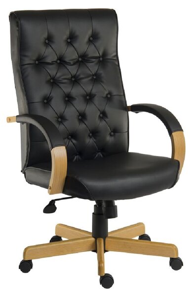 Waltham Leather Home And Office Chair In Oak And Black