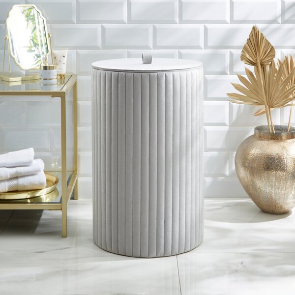 Modern Luxe Ribbed Laundry Basket Grey