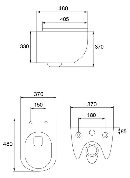 UNDERMOUNT TOILET BOWL CALANI LOYD SLIM BLACK