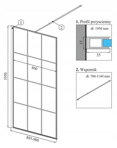 Shower screen Calani Soleo 90