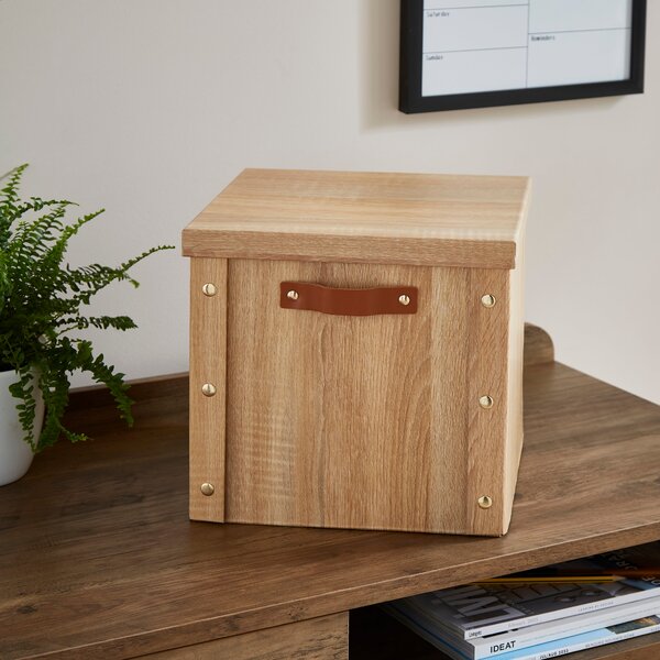 25L Foldable Wooden Storage Box & Lid Natural