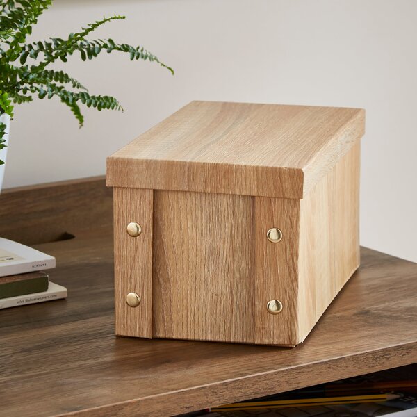 7L Foldable Wooden Storage Box & Lid Natural