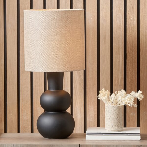 Aaliyah Curved Bottle Ceramic Table Lamp Black