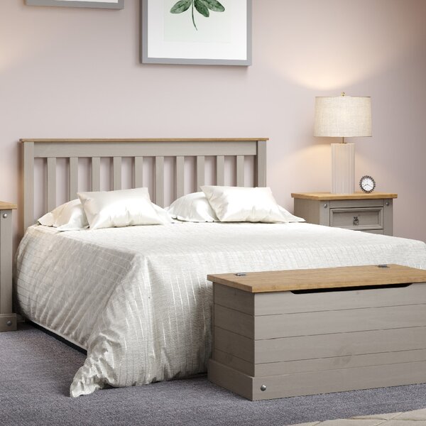 Consett Wooden Double Bed In Grey And Oak