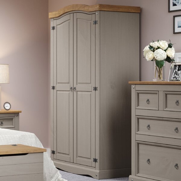 Consett Wooden Wardrobe With 2 Doors In Grey And Oak