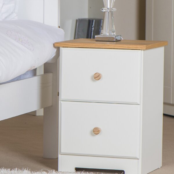 Chorley Wooden Bedside Cabinet With 2 Drawers In White And Oak