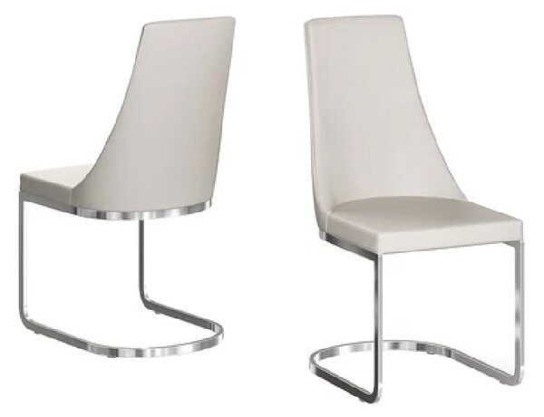 Markyate Cream Leather Dining Chairs With Chrome Legs In Pair