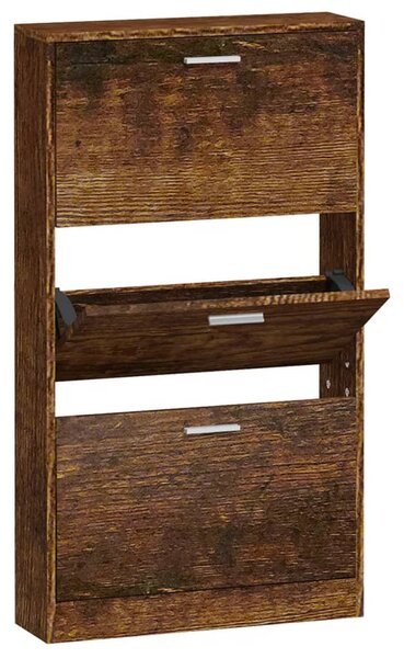 Shoe Cabinet Smoked Oak 59x17x108 cm Engineered Wood