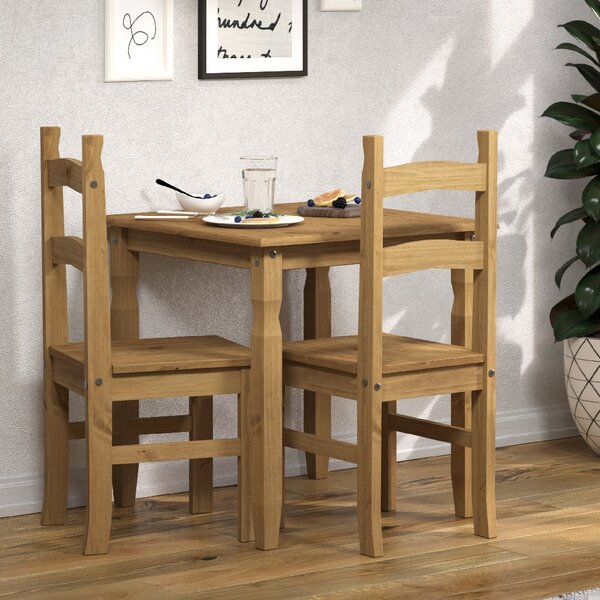 Consett Wooden Square Dining Table With 2 Chairs In Oak