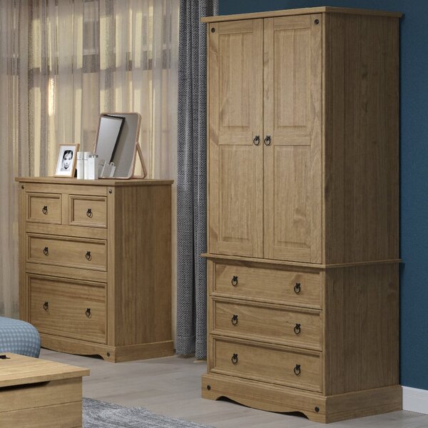 Consett Wooden Wardrobe With 2 Doors 3 Drawers In Oak