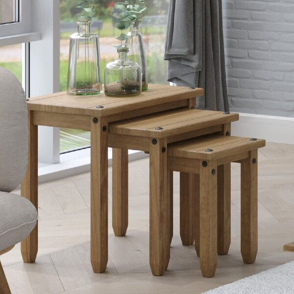 Consett Wooden Nest Of 3 Tables In Oak