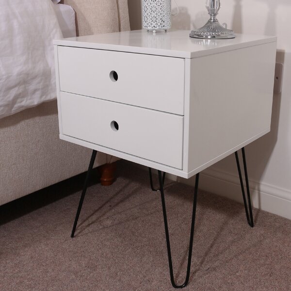 Sevilla Wooden Bedside Cabinet With Black Legs In White