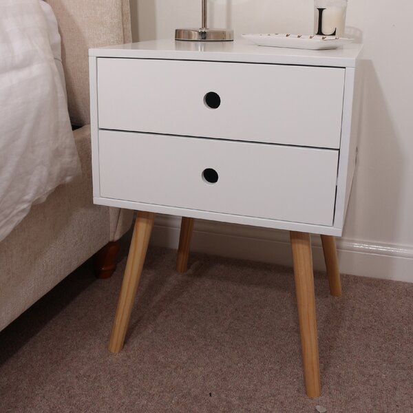 Sevilla Wooden Bedside Cabinet With Oak Legs In White