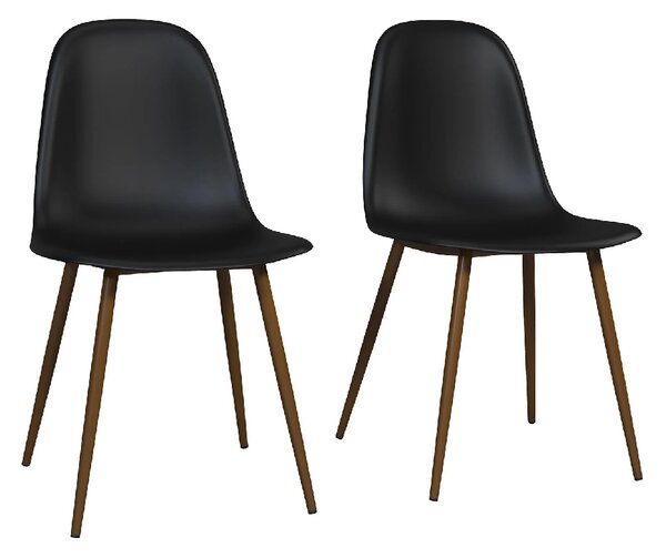 Couplie Black Plastic Dining Chairs With Metal Frame In Pair