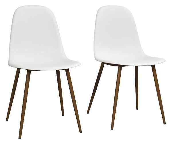 Couplie White Plastic Dining Chairs With Metal Frame In Pair