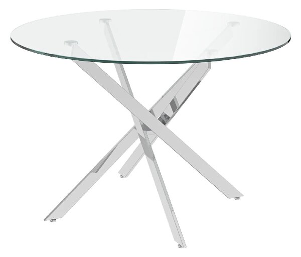 Calve Clear Glass Round Dining Table With Chrome Legs