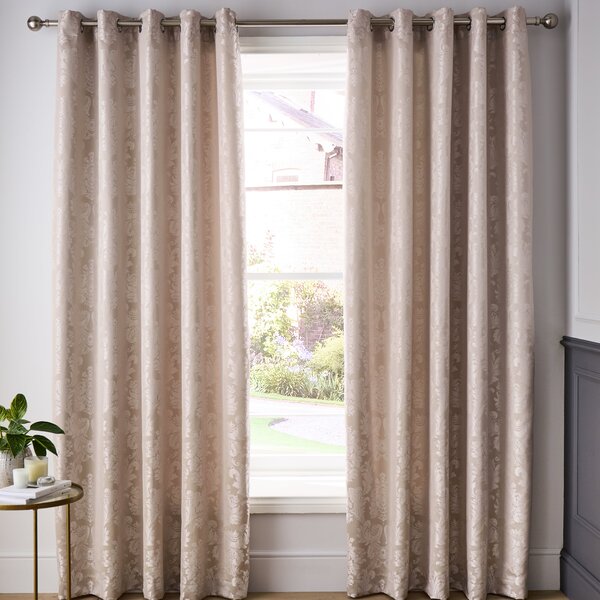 Catherine Lansfield Damask Jacquard Eyelet Curtains