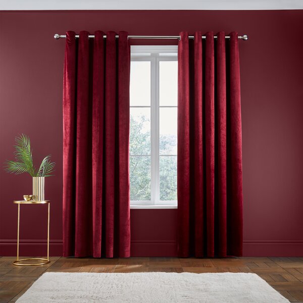 Catherine Lansfield Kingsley Matt Velvet Eyelet Curtains