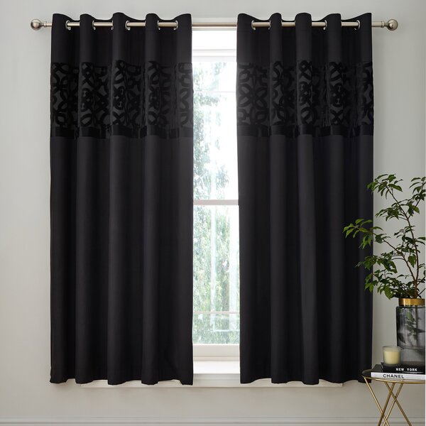 Catherine Lansfield Lattice Cut Velvet Eyelet Curtains