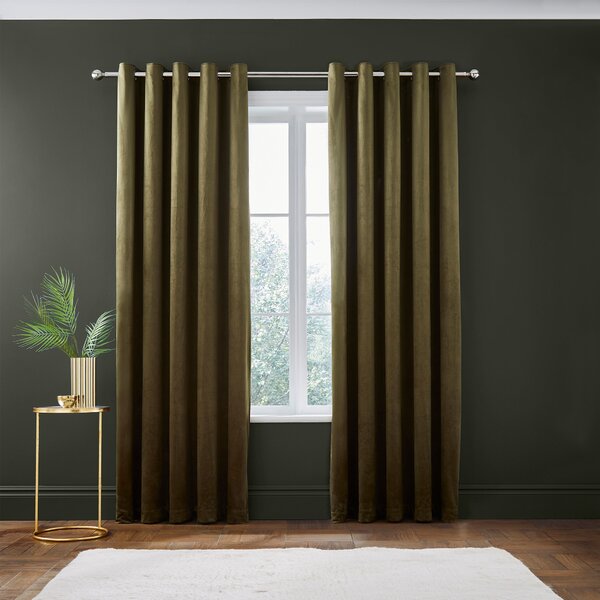 Catherine Lansfield Kingsley Matt Velvet Eyelet Curtains