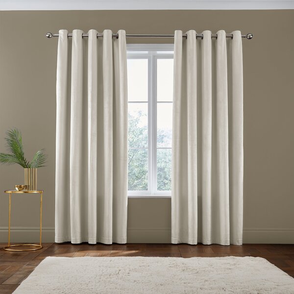 Catherine Lansfield Kingsley Matt Velvet Eyelet Curtains