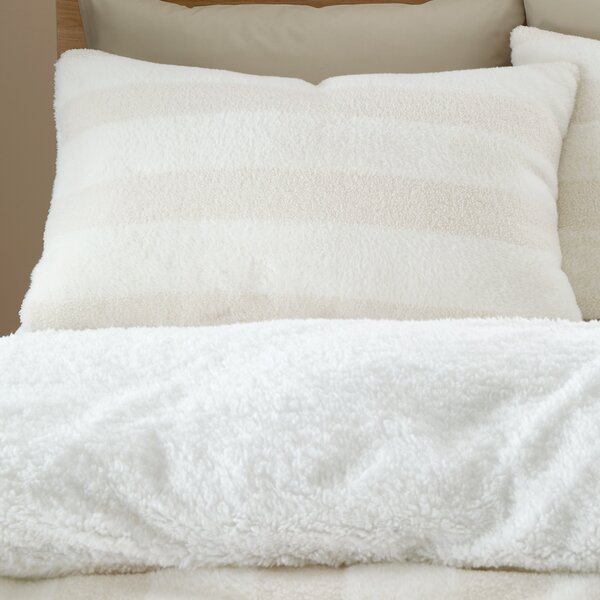 Bianca Cosy Soft Stripe Faux Fur Duvet Cover and Pillowcase Set