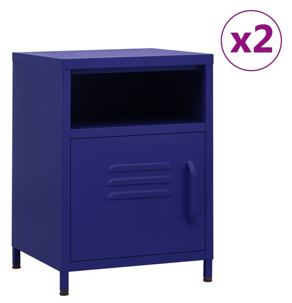 Nightstands 2 pcs Navy Blue 35x35x51 cm Steel