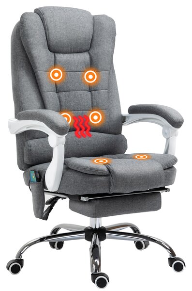 Vinsetto Massage Office Chair Heated 6 Points Vibration, Adjustable Swivel Ergonomic High Back Desk Chair w/ Footrest, Cat Scratch Anti, Grey Aosom UK