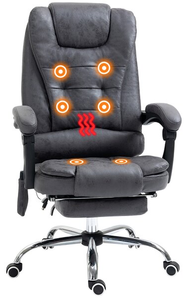 Vinsetto Massage Office Chair w/ 6 Heated Vibration Points, Ergonomic Desk Chair, Executive Office Chair w/ Footrest & High Back, Dark Grey Aosom UK