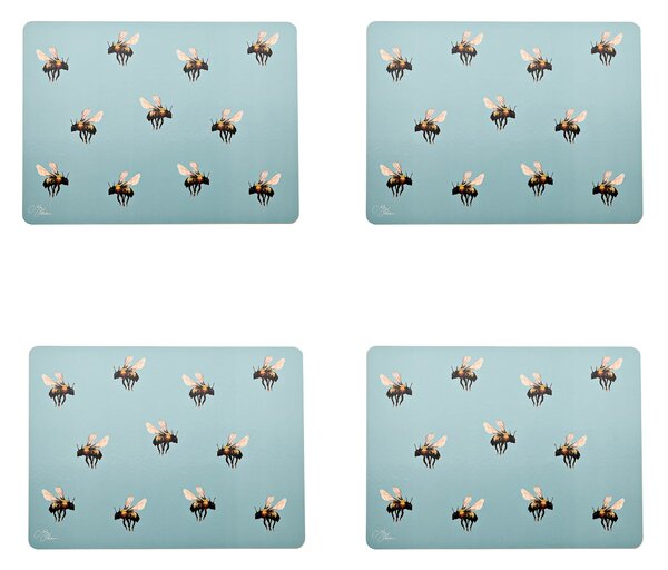 Meg Hawkins Set of 4 Bee Placemats Blue