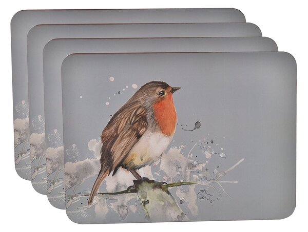 Set of 4 Robin Placemats Grey