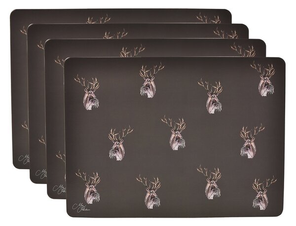 Set of 4 Stag Placemats Brown