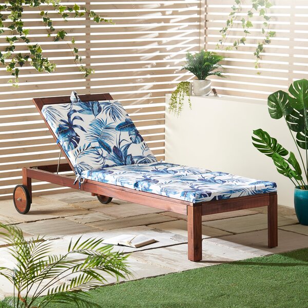 Tropical Water Resistant Outdoor Lounger Pad 60cm x 180cm Blue