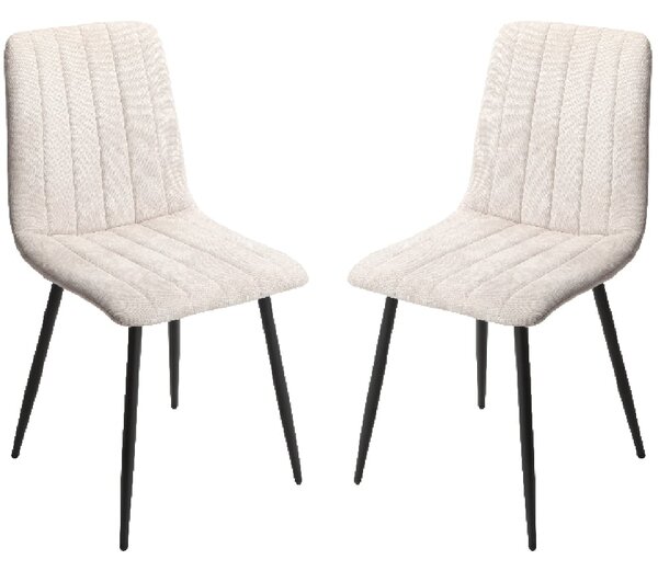 Arta Straight Stitch Natural Fabric Dining Chairs In Pair