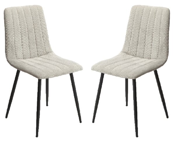 Arta Straight Stitch Light Grey Fabric Dining Chairs In Pair