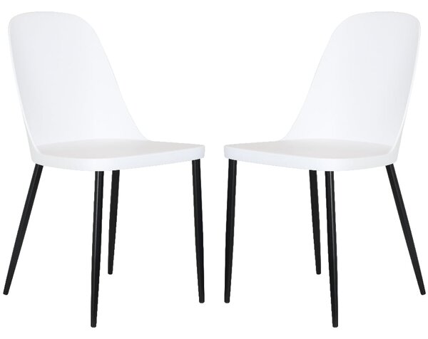 Arta Duo White Plastic Seat Dining Chairs In Pair