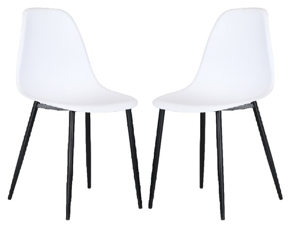 Arta Curve White Plastic Seat Dining Chairs In Pair