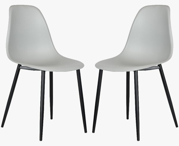 Arta Curve Light Grey Plastic Seat Dining Chairs In Pair