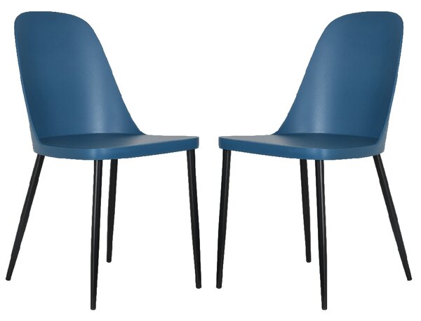 Arta Duo Blue Plastic Seat Dining Chairs In Pair