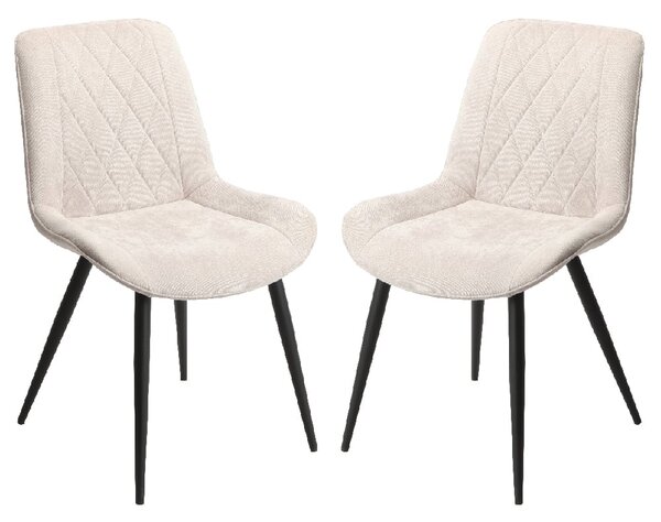 Arta Diamond Stitch Natural Fabric Dining Chairs In Pair