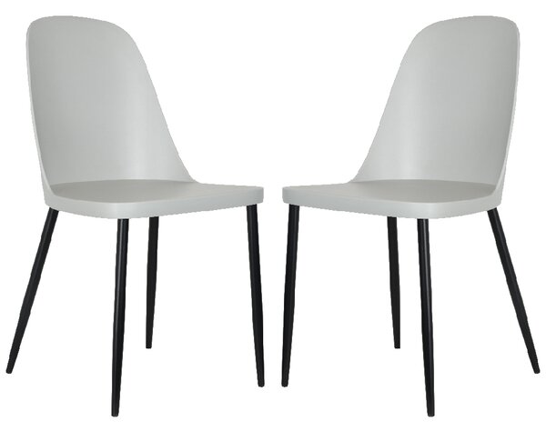 Arta Duo Light Grey Plastic Seat Dining Chairs In Pair