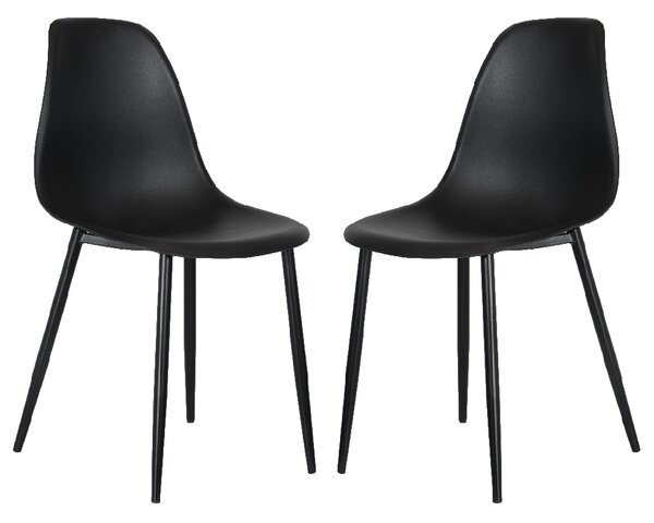 Arta Curve Black Plastic Seat Dining Chairs In Pair