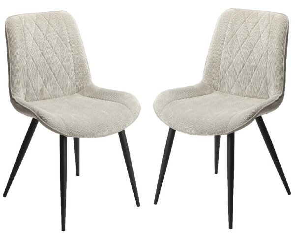 Arta Diamond Stitch Light Grey Fabric Dining Chairs In Pair