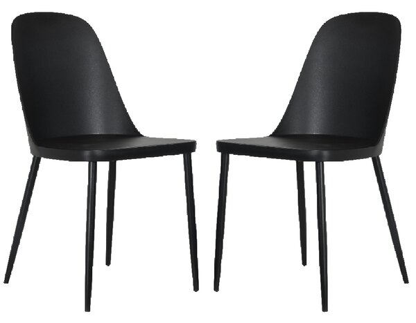 Arta Duo Black Plastic Seat Dining Chairs In Pair