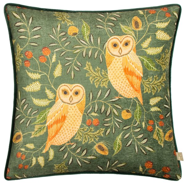 Owls Square Cushion Green