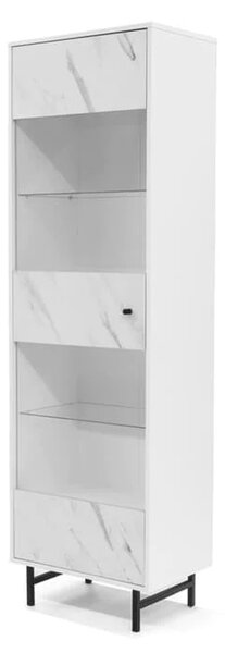 Venice Wooden Display Cabinet Tall 1 Door In White Marble Effect