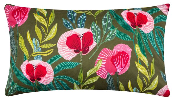 House Of Bloom Poppy Outdoor Boudoir Cushion Olive