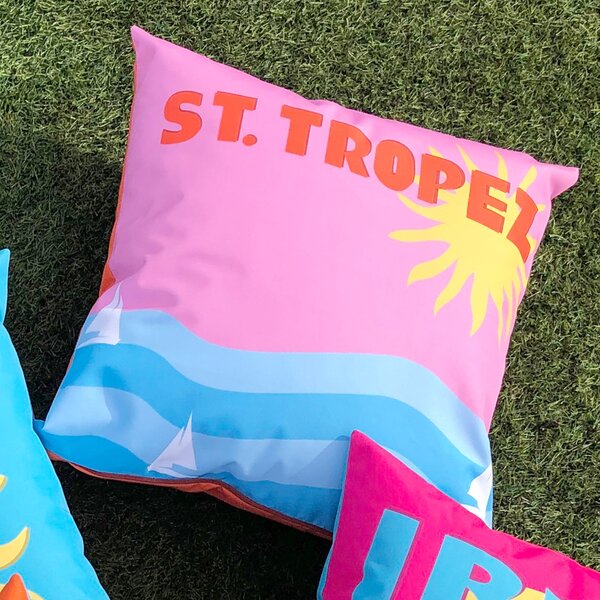 Evans Lichfield Tropez Outdoor Cushion Pink/Orange